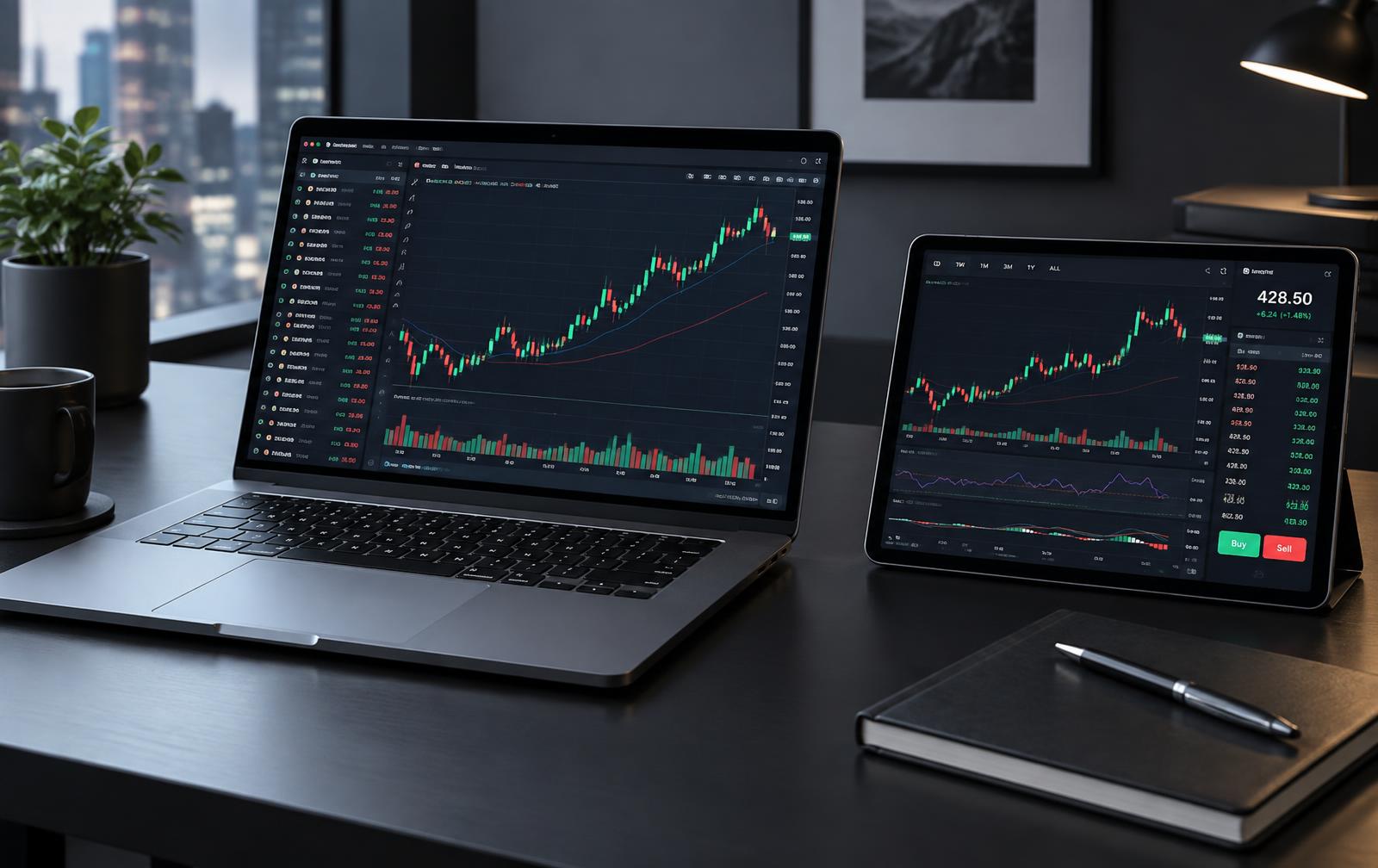La piattaforma CAP Trader su un portatile e uno smartphone